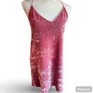 Crushed velvet baby pink mini dress